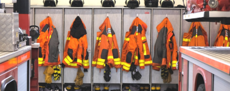 Garderobe in Feuerwehrdepot